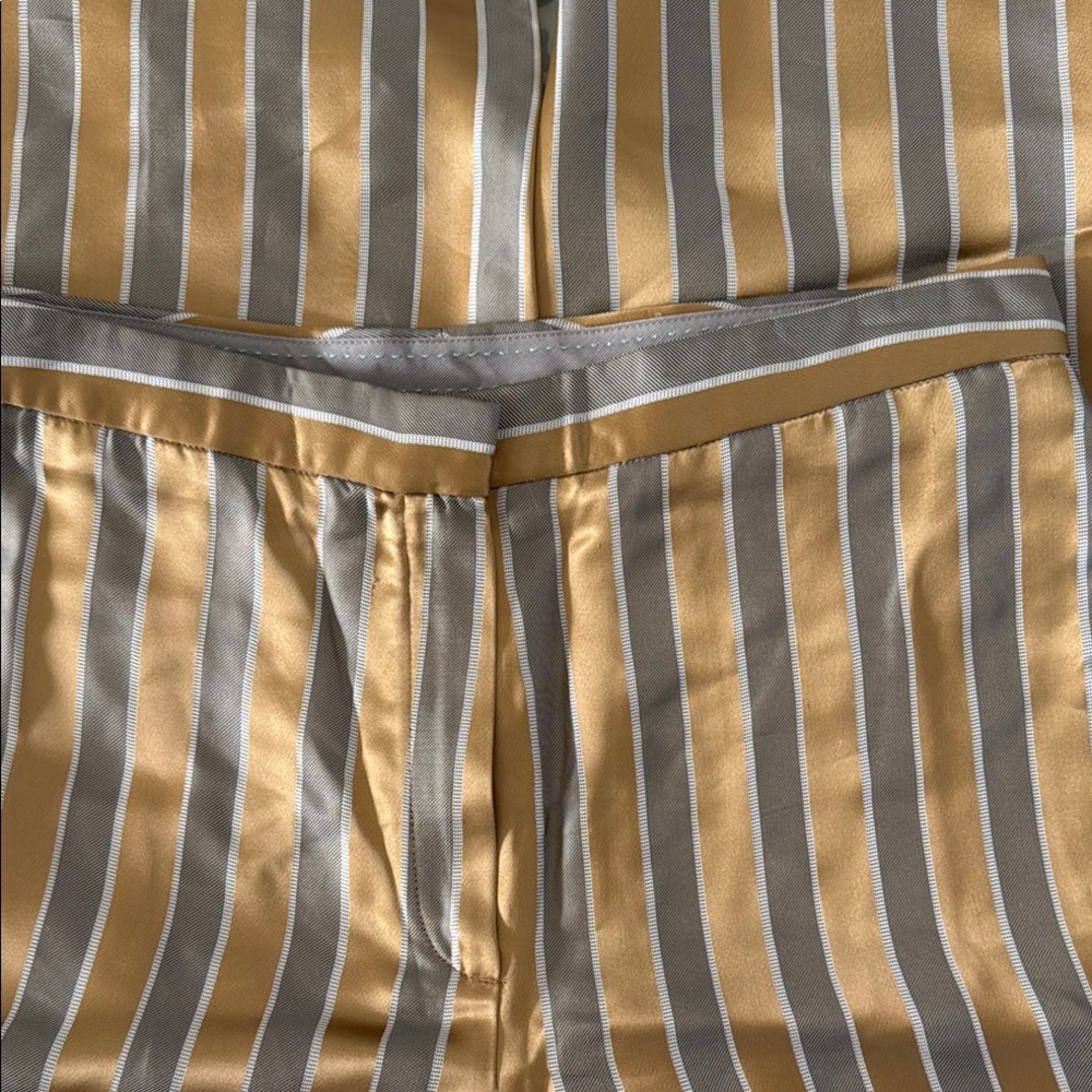 Massimo Dutti L/42 Chic Satin Striped Pants NWOT